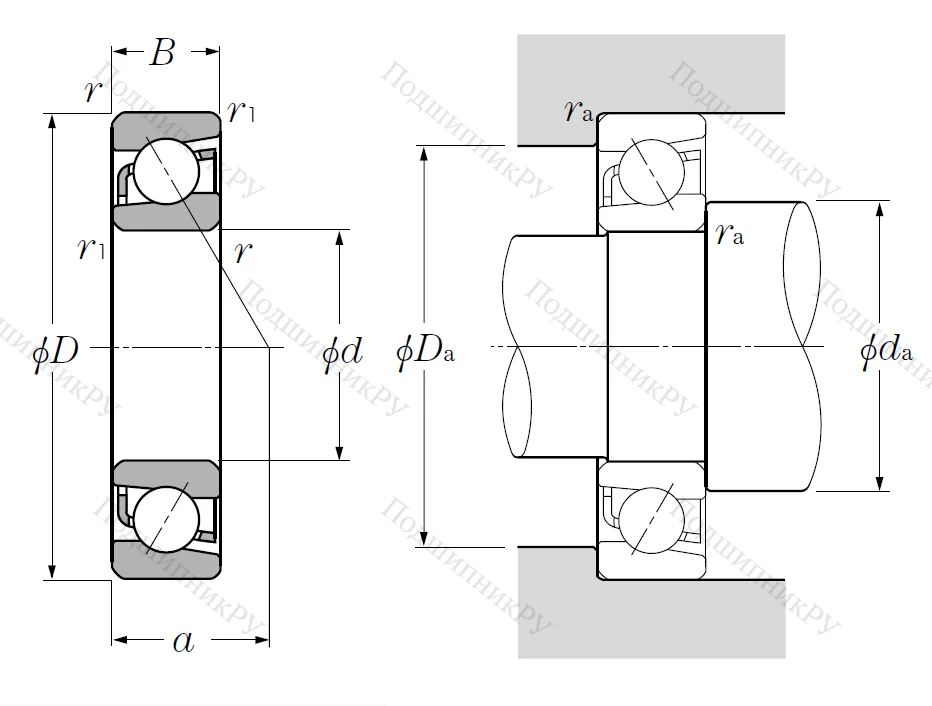 Однорядный шариковый подшипник 7213 B