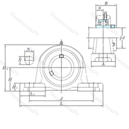 Подшипниковый узел шариковый радиальный UCP 212-38
