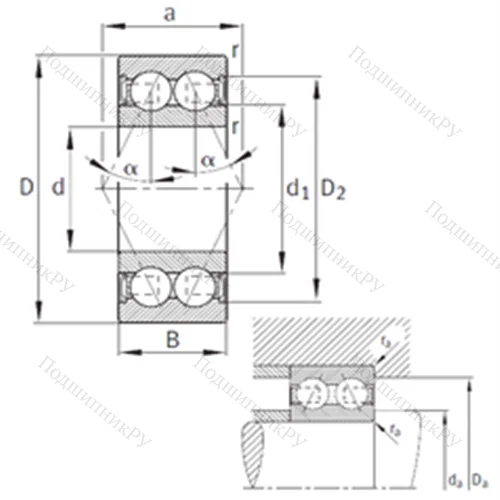 Подшипник шариковый радиально-упорный 3208-B-2RSR-TVH