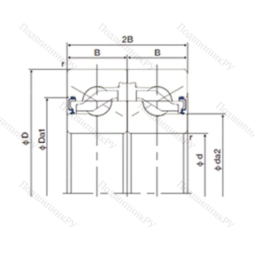 Подшипник шариковый упорно-радиальный спаренный 40TAB 07DF-2LR от производителя  NACHI Подшипник шариковый упорно-радиальный спаренный 40TAB 07DF-2LR от производителя  NACHI