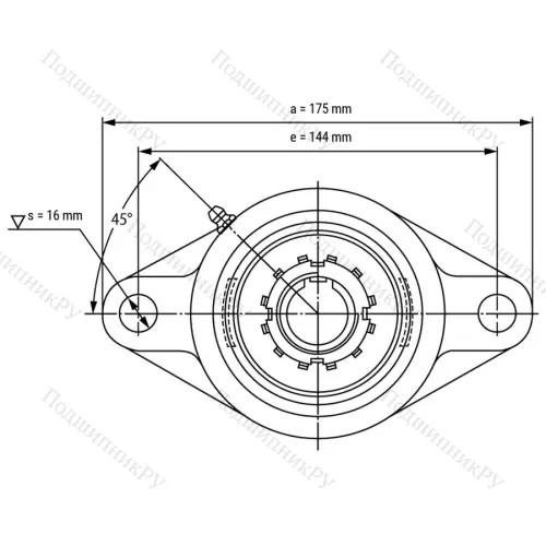 Подшипниковый узел UKFL 208+H 2308 - Вал: 35 мм от производителя  LPZ Подшипниковый узел UKFL 208+H 2308 - Вал: 35 мм от производителя  LPZ