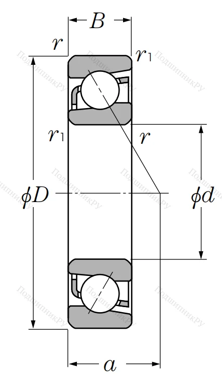 Однорядный шариковый подшипник 7015