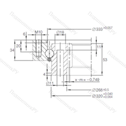 Подшипник шариковый опорно-поворотный VI 14 0326 V