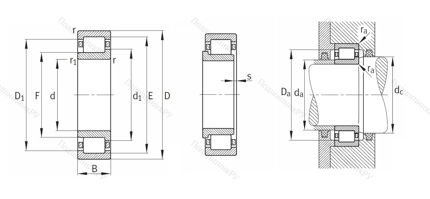 Роликовый цилиндрический подшипник NJ 324 EM 1C 3