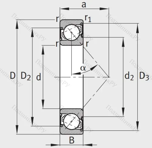 Однорядный шариковый подшипник 7308 B 2RS TVP/L 237 от производителя  FAG
