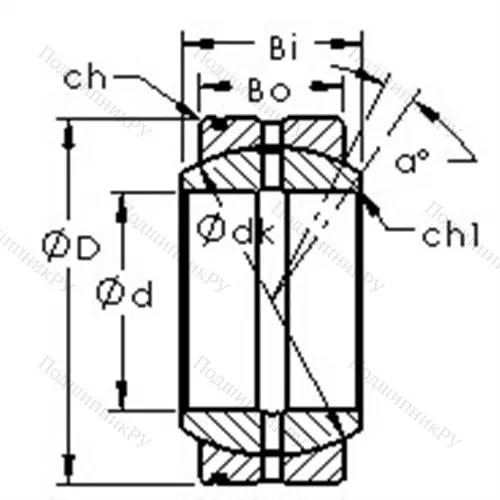 Подшипник скольжения сферический GE 15XS/K от производителя  AST