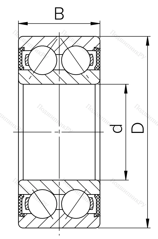 Радиально-упорный шариковый подшипник 3056208 2RS (3208 2RS) в Кемерове