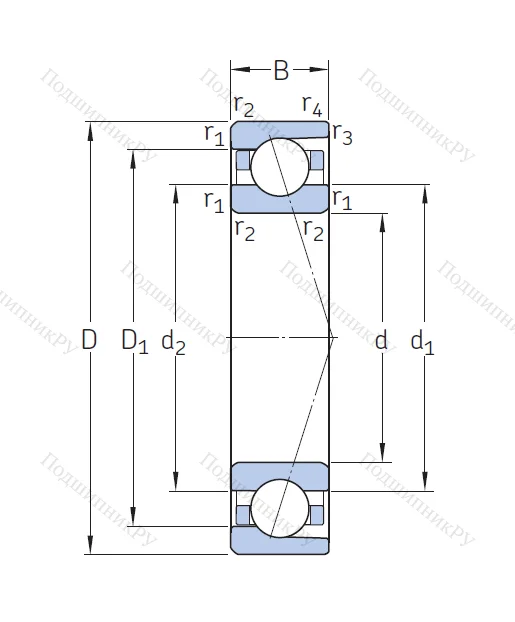 Однорядный шариковый подшипник 7318 BECBJ (66318 КМ (ГОСТ))