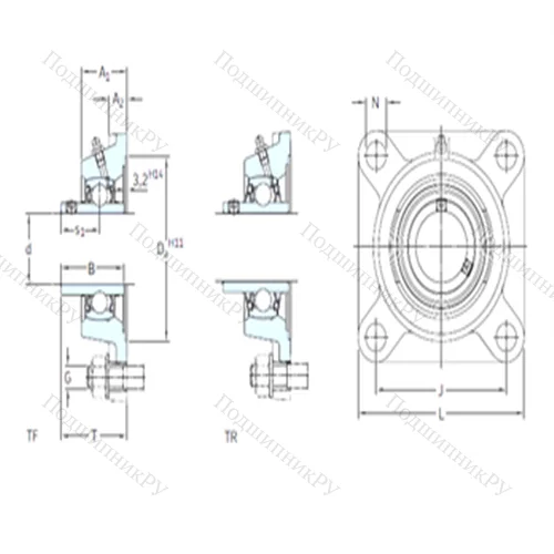 Подшипниковый узел шариковый радиальный FYM 1.1/2 TF