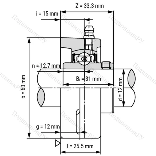 Подшипниковый узел SSUCFL 201 - Вал: 12 мм от производителя  LPZ