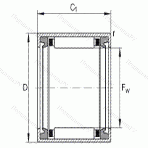Подшипник роликовый игольчатый с одним наружным штампованным кольцом HK 2516-2RS
