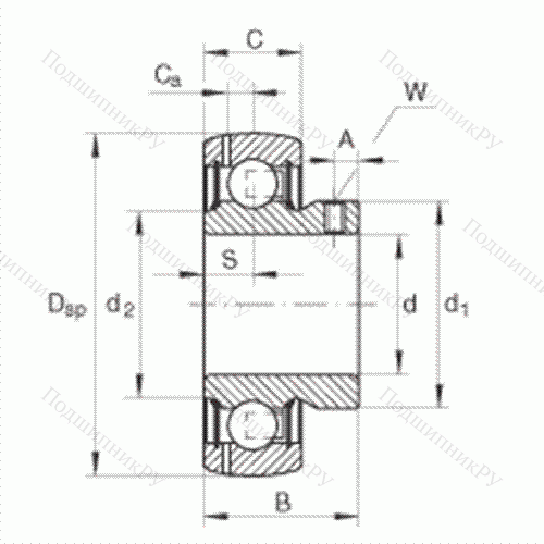 Подшипник шариковый закрепляемый GAY 17-NPP-B от производителя  INA Подшипник шариковый закрепляемый GAY 17-NPP-B от производителя  INA
