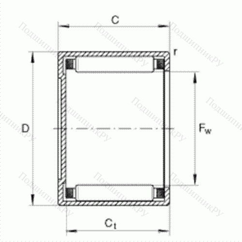 Подшипник роликовый игольчатый с одним наружным штампованным кольцом, закрытым с одной стороны BK 1212 от производителя  INA Подшипник роликовый игольчатый с одним наружным штампованным кольцом, закрытым с одной стороны BK 1212 от производителя  INA