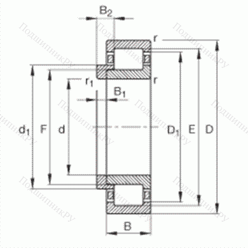 Подшипник роликовый радиальный NJ 330-E-M 1 + HJ 330-E от производителя  FAG Подшипник роликовый радиальный NJ 330-E-M 1 + HJ 330-E от производителя  FAG
