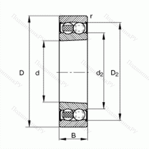 Подшипник шариковый радиально-сферический 2209-K-2RS-TVH-C 3 от производителя  FAG Подшипник шариковый радиально-сферический 2209-K-2RS-TVH-C 3 от производителя  FAG