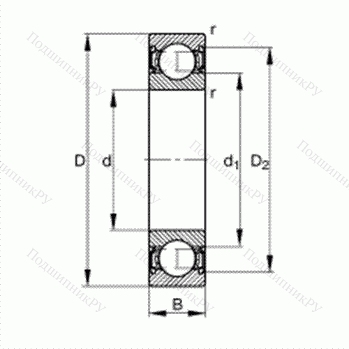 Подшипник шариковый радиальный 62305-2RSR от производителя  FAG Подшипник шариковый радиальный 62305-2RSR от производителя  FAG
