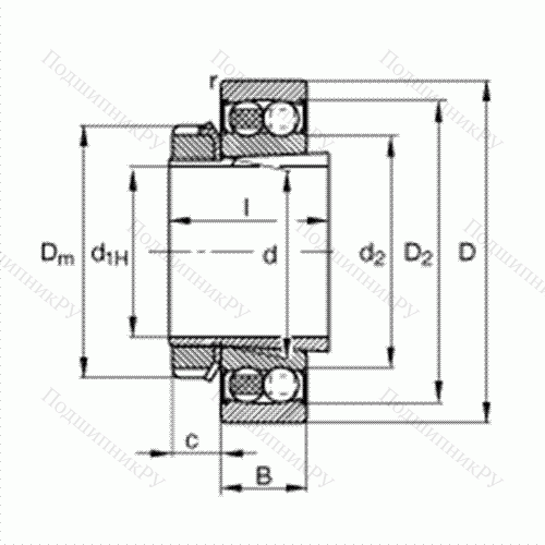 Подшипник шариковый радиально-сферический 2212-K-2RS-TVH-C 3 + H 312 от производителя  FAG Подшипник шариковый радиально-сферический 2212-K-2RS-TVH-C 3 + H 312 от производителя  FAG