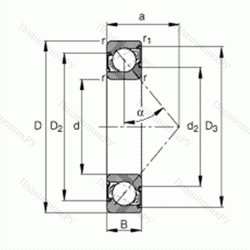 Подшипник шариковый радиально-упорный 7302-B-2RS-TVP от производителя  FAG Подшипник шариковый радиально-упорный 7302-B-2RS-TVP от производителя  FAG